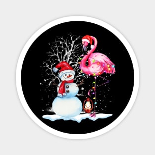 Awesome Flamingo Snowman Winter Snow Merry Christmas Magnet